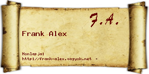 Frank Alex névjegykártya